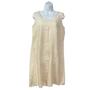Cambridge Spirit Sleeveless dress Petite Large PL 100% Linen Ivory Embroidered